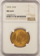 USA  10 Dolarów 1915r. NGC MS64+  / K14  /