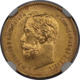 Rosja, Mikołaj II, 5 Rubli 1902 AP rok, NGC MS 65