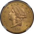 USA, 20 Dolarów Liberty Head 1895 S rok, NGC MS 62