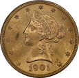 USA, 10 Dolarów Liberty Head 1901 S rok, MS 62  PCGS, /K4/