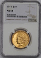 USA, 10 Dolarów Indian Head 1914 rok, AU 58 NGC