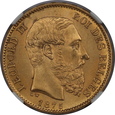 Belgia, 20 Franków Leopold II 1875 A rok, NGC MS 64, /K3/