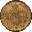 Belgia, 20 Franków Leopold II 1875 A rok, NGC MS 64, /K3/