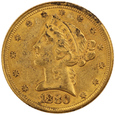 USA, 5 Dolarów 1880 rok, Liberty Head, ok.AU 50