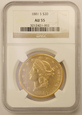 USA 20 Dolarów 1881 S  rok  /F /  NGC AU 55