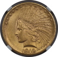 USA, 10 Dolarów Indian Head 1912 rok, AU 58 NGC