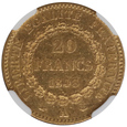 Francja 20 Franków 1848 A rok NGC AU 53