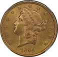 USA, 20 Dolarów Liberty Head 1895 rok, NGC MS 62