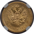 Rosja, Mikołaj II, 5 Rubli 1903 AP rok, NGC MS 63, /K14/