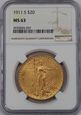 USA, 20 Dolarów St. Gaudens 1911 S rok,  NGC MS 63