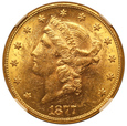 USA 20 Dolarów 1877   Rok NGC AU 58              (F)