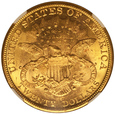 USA 20 Dolarów 1877   Rok NGC AU 58              (F)