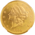 USA 20 Dolarów Liberty Head 1898 S NGC MS 62+ /F/       