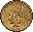 USA, 10 Dolarów Indian Head 1914 rok, NGC MS 61
