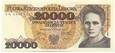 Banknot 20 000 Zł M. Skłodowska 1989r Seria AN Stan/1