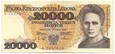 Banknot 20 000 Zł M. Skłodowska 1989r Seria A