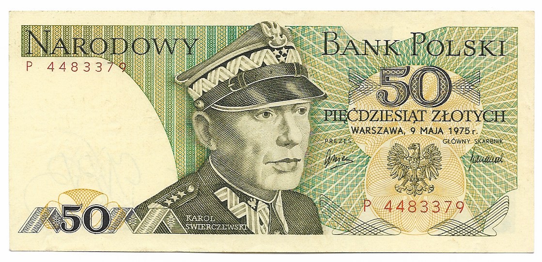 Banknot 50 Zł K. Świerczewski 1975r P Rzadki Stan/1