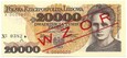 Banknot 20 000 Zł Skłodowska 1989r Seria A /WZÓR/ Stan/UNC