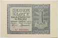 Banknot 1 Złotych 1941 rok - Seria AF