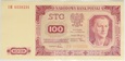 Banknot 100 Złotych - 1948 rok - IH - Banknot Zalaminowany 