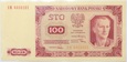 Banknot 100 Złotych - 1948 rok - IH - Banknot Zalaminowany 