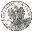 Solidarność 100 000 złotych - 1990 rok - Uncja Srebra - Typ A