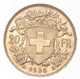 20 Franków - Szwajcaria - 1935 rok LB