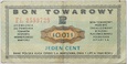 Bon Towarowy 1 cent - 1969 rok - Seria FL