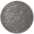 5 marek - Wilhelm II - Niemcy - 1907 rok -  A