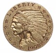 2 1/2 dolara - USA - Indianin - Indian Head - 1908 rok 