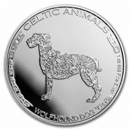 Republic Of Tchad 2022 - Celtic Animals - Wolfhound Dog Ag999 1oz BU