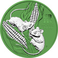 Australia 2020 - 1 dollar - Rok Myszy Ag999 Green kolor PROMOCJA
