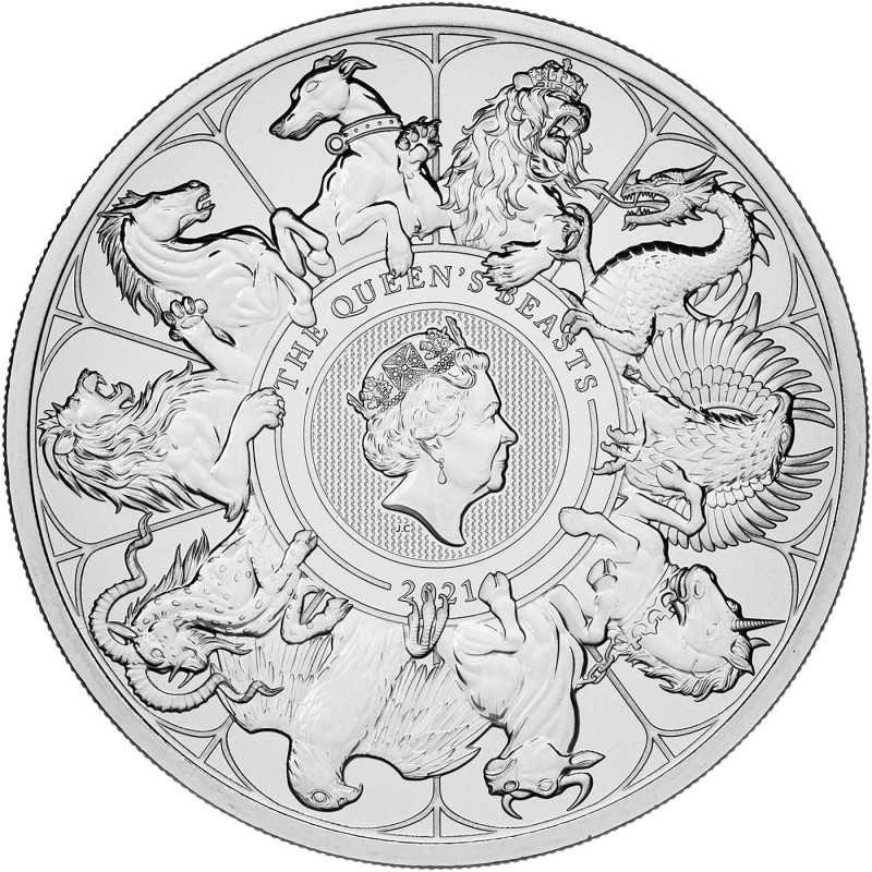 Great Britain 2021 - The Queen's Beasts - Completer Coin Ag999 2oz BU