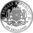 Somalia - 100 Szylingów 2020 Słoń. NOWOŚĆ Ag9999 1 oz. 