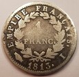 Francja 1 frank 1813 I Rzadsza mennica Limoges Napoleon Bonaparte