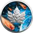 Kanada 5 dolarów 2021 Liść klonu Glowing Galaxy III Uncja srebra 