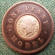 Wielka Brytania One penny Model Pens 1844 Próba RZADKOŚĆ!