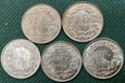 Szwajcaria 1 frank lot 5 monet Różne roczniki SREBRO Stan!