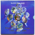 4. Finlandia, 1999, 2000,2001, Zestaw monet obiegowych Euro