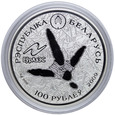 BIałoruś 100 rubli 2009, Bocian Biały, 5 oz Ag999, #ZG