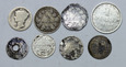 Zestaw srebrnych monet, różne kraje, 8 sztuk