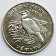 323. Nepal, 25 rupii 1974, Ptak, srebro