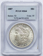 USA 1 dolar 1887, Morgan Dollar, PCGS MS64