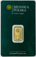 Złota sztabka - Mennica Polska - 5 gramów czystego złota