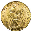 Francja 20 franków 1909, Kogut, st. 1/1-