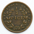 389. Indie Brytyjskie, East India Company, 1/2 piece 1853, Wiktoria