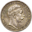 91. Prusy, 3 marki 1908 A, Wilhelm II, st. 3+/2-