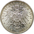 98. Prusy, 3 marki 1912 A, Wilhelm II, st. 1-