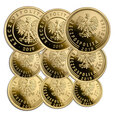 100 lat złotego 2019, zestaw 9 złotych monet, st. L