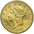 USA 20 Dolarów 1903, Głowa, złoto, st. ~3+